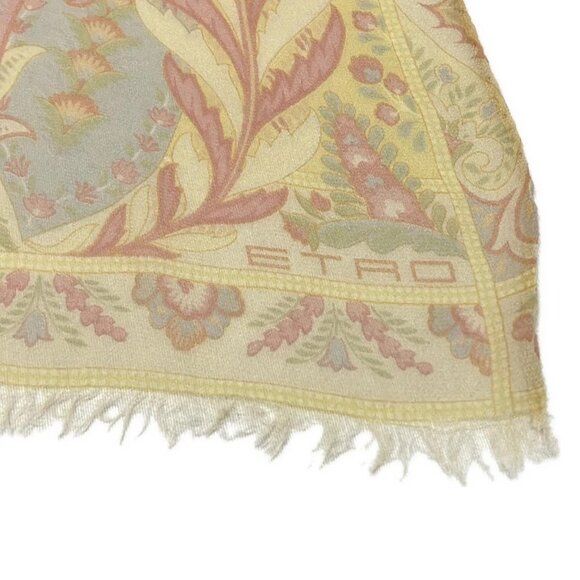Auth ETRO - Yellow Pink Multi Scarf - Picture 4 of 5